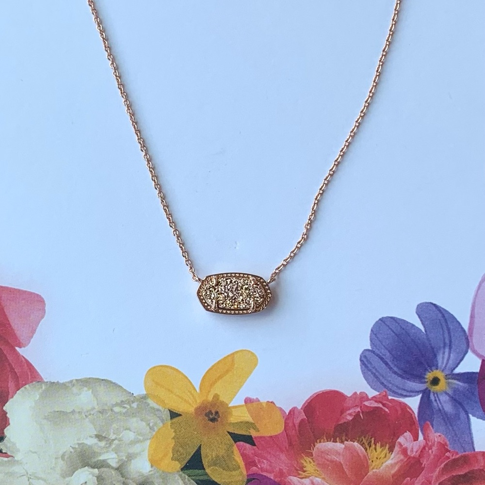 Kendra Scott Elisa Necklace in Rose Gold with Rose Gold Drusy